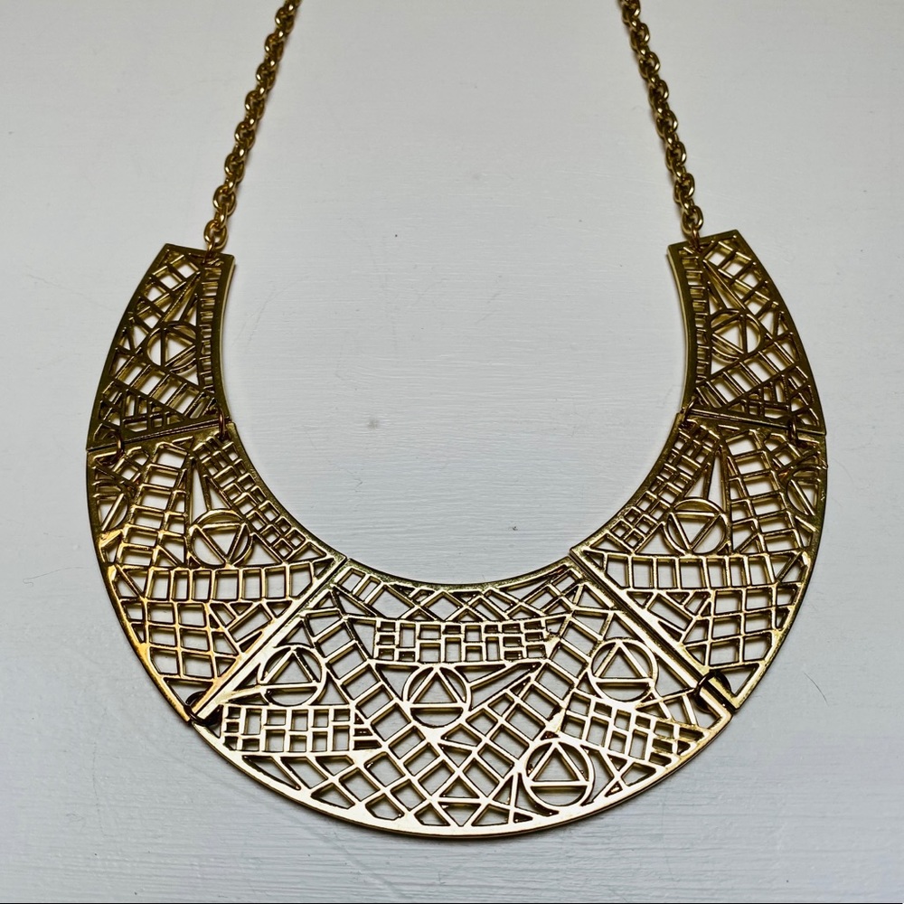 Geometric Statement Necklace in Gold - Picture 8 of 9